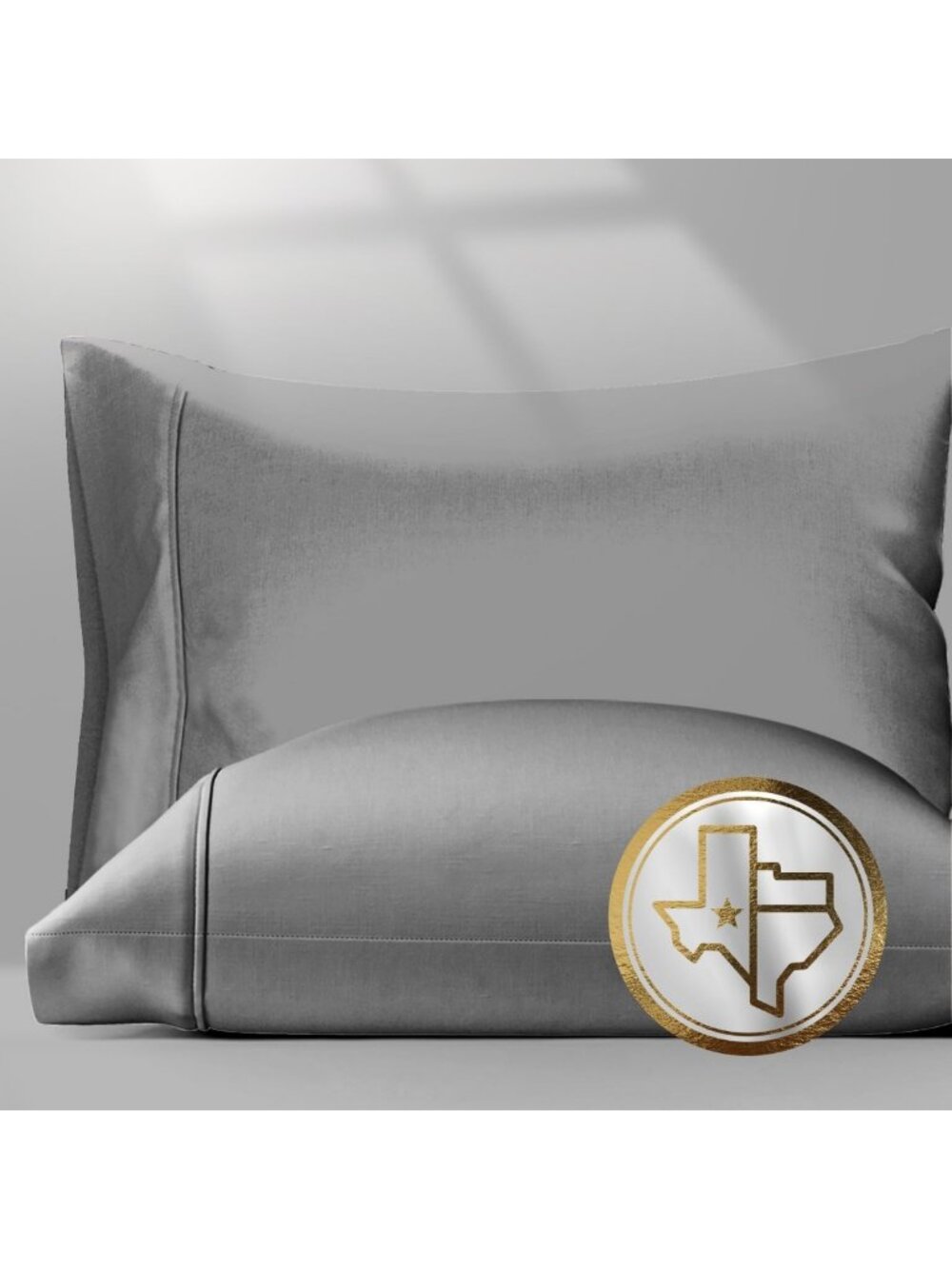 Luxury 100% Egyptian Cotton King Pillowcase Set of 2 - Soft Sateen Dark Grey